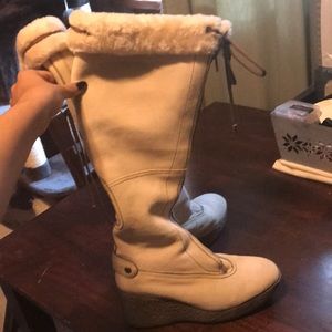 ColeHaan Cream Heeled Fashion Boots 10.5